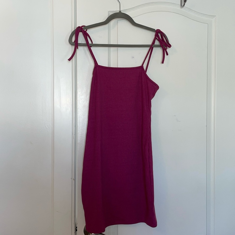 PURPLE MAUVE LA HEARTS BODYCON MINI DRESS TIE STRAPS MINI DRESS SIZE S